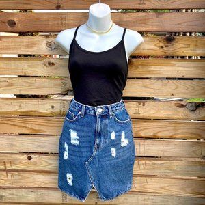 Versatile Distressed Denim Skirt